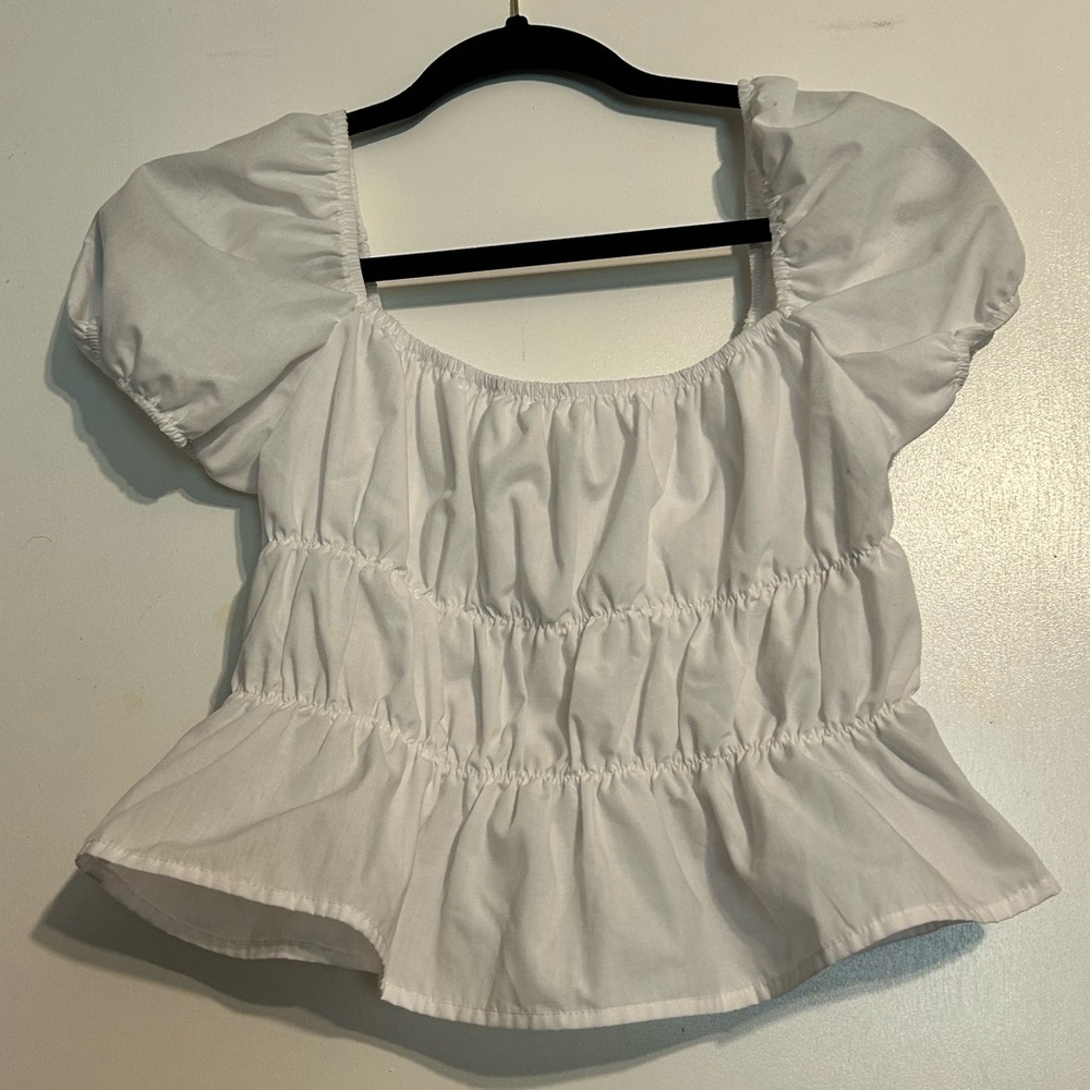 White Puffy Sleeve Top
